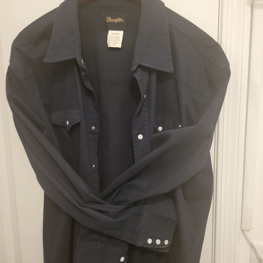 Wrangler Black Snap-Front Shirt Jacket
